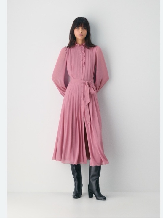 Aritzia Dresses & Skirts - Aritzia Wilfred Salon Chiffon Button-up Maxi Shirt Dress Frozen Berry